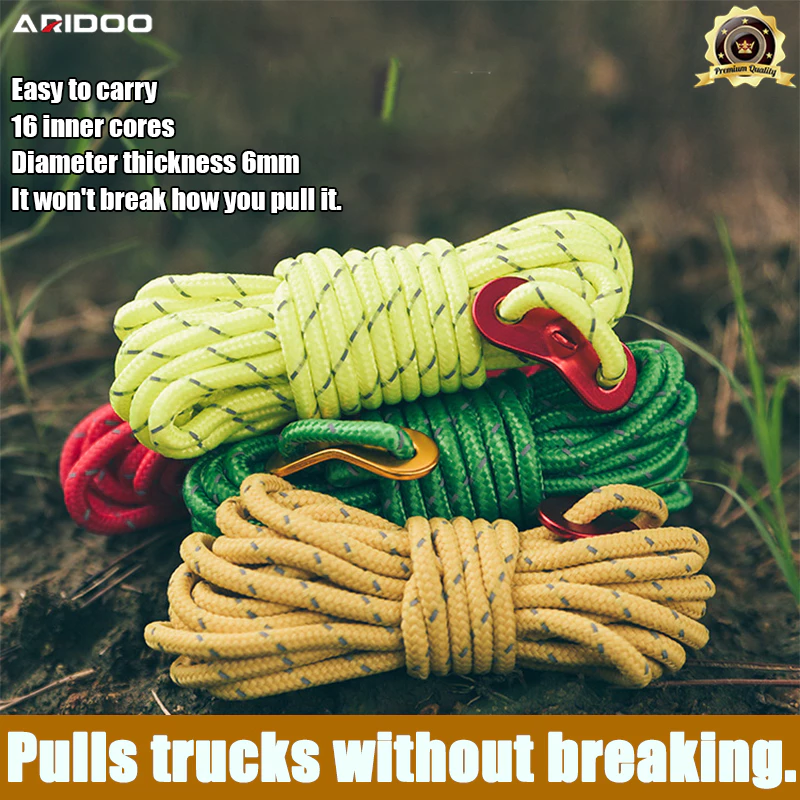 สั่งผ้าใบกันน้ำใดๆแถม ARIDOO เชือกกันลมยาว สีสุ่ม safety rope 10 เมตรโพรพิลีนไฟเบอร์ถักกลางแจ้งอยู่รอด