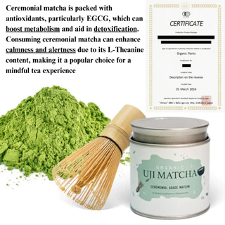 พร้อมส่ง 50g มัทฉะแท้จากเมือง UJI Tokyo ออแกนิก เกรดพิธีการ Ceremonial-grade Organic Certificate