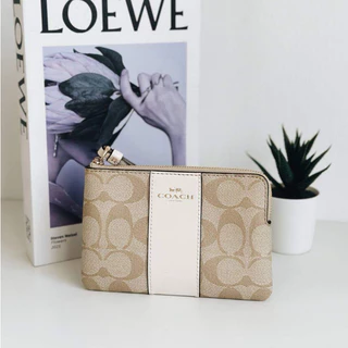Corner Zip Wristlet F58035 (6.6นิ้ว) ช่องใส่การ์ด 2 ช่อง กระเป๋าสตางค์ แท้ COAC H กระเป๋าเงินเหรียญ ซิปเดียว