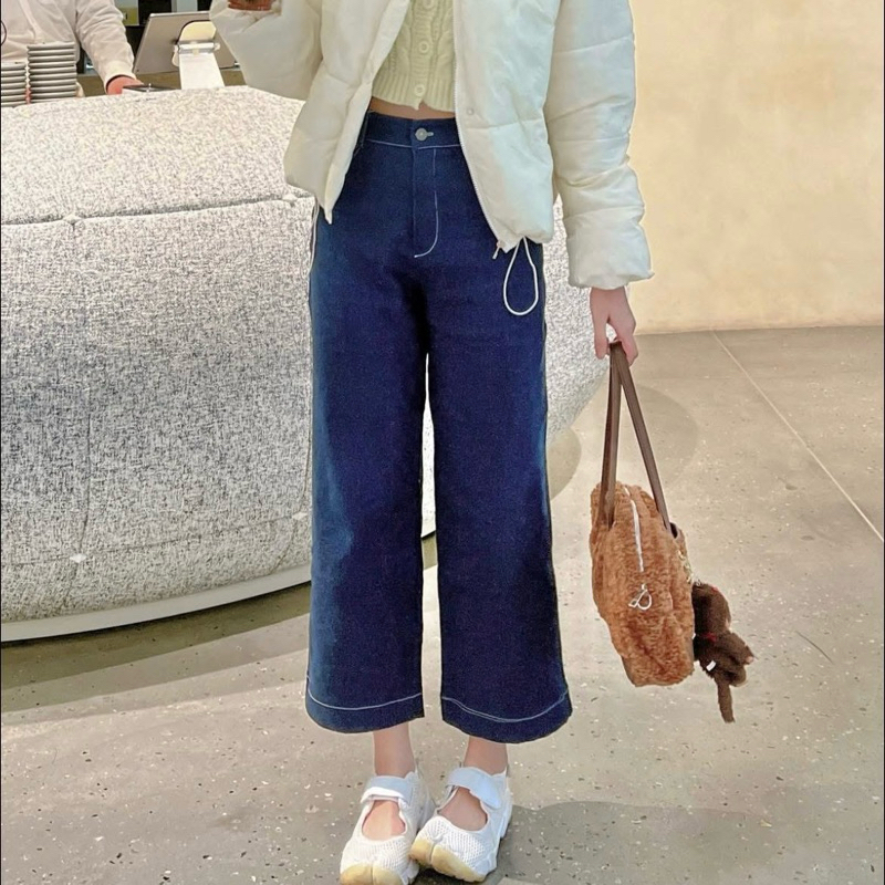 Bekky Jeans (เช็คโค้ดลดเพิ่มหน้าร้าน) กางเกงยีนส์ผ้านิ่มทรงขาเต่อ
