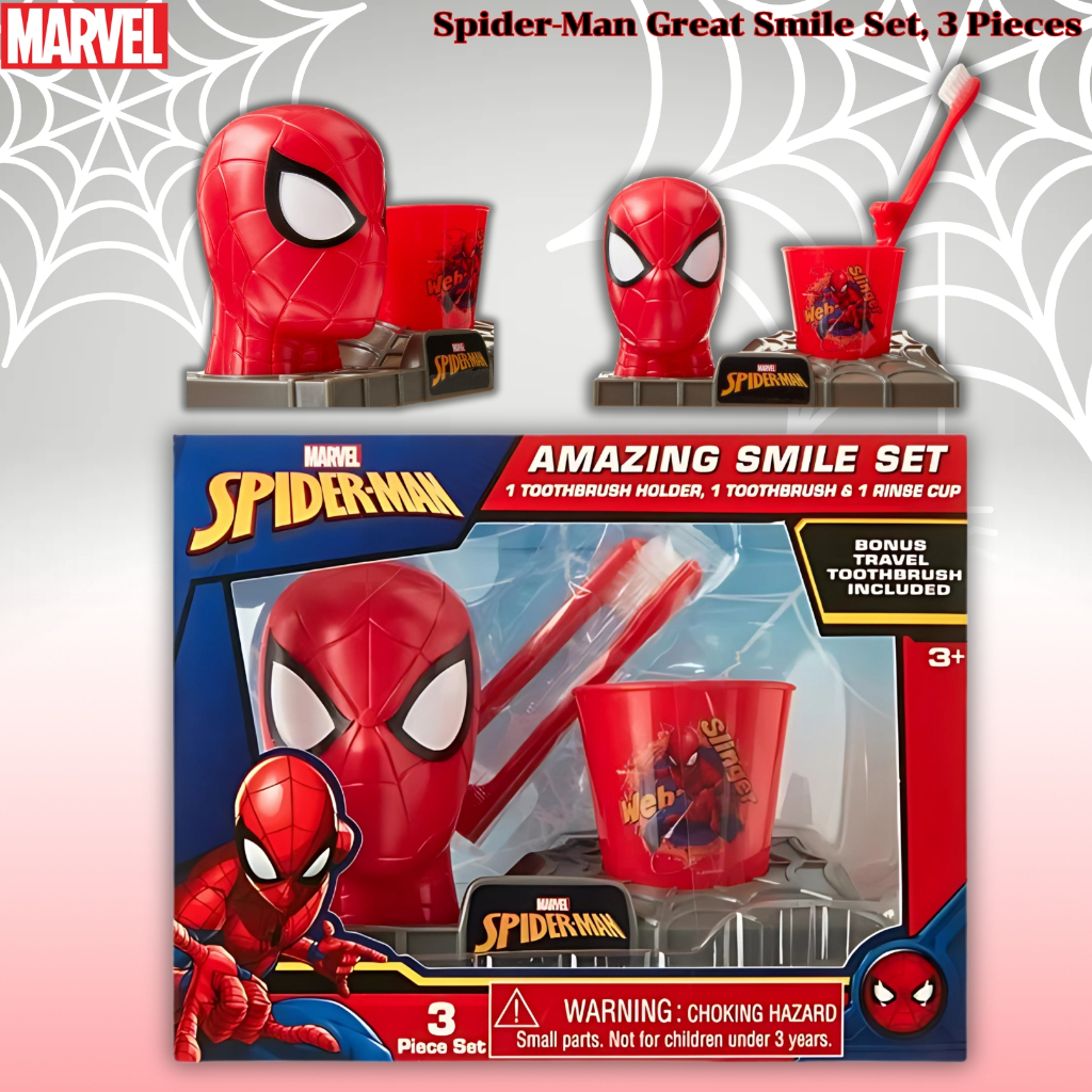 นำเข้า USA เซ็ทแปรงสีฟัน Spider-Man Great Smile Set, 3 Pieces