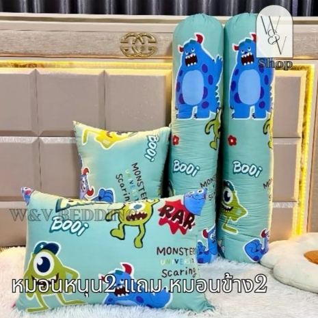 หมอนหนุน หมอนหนุนพิมพ์ลายการ์ตูน มาตรฐานขนาดใหญ่ (เลือกลายได้) หนุนสบายไม่ปวดคอ หมอนข้าง เนื้อผ้าคอตตอน