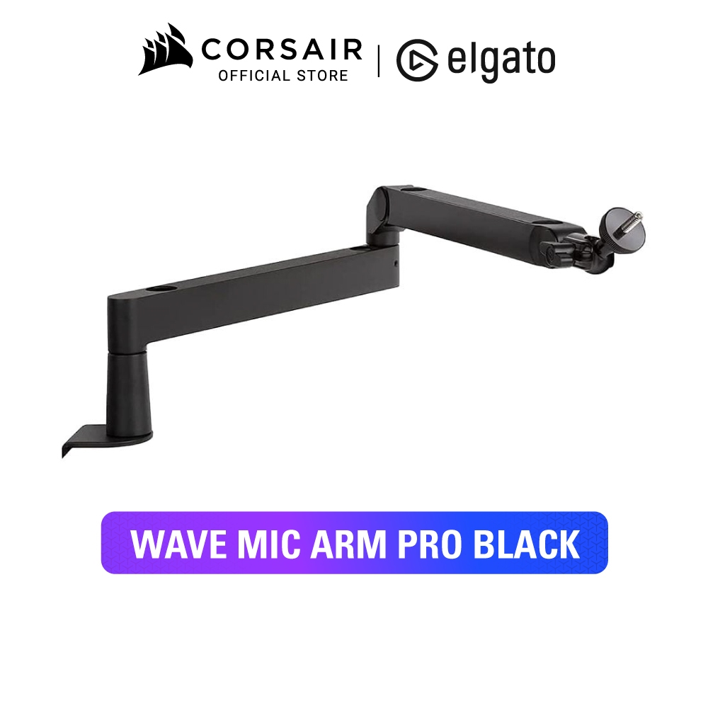 ELGATO WAVE MIC ARM PRO BLACK :  - ขาไมค์สตรีมมิ่ง ELGATO WAVE MIC ARM PRO สีขาว แขนจับไมค์ปรับระดับได้ แข็งแรง