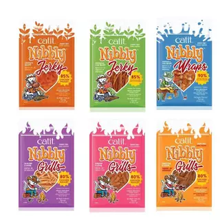 [ยกโหล 12 ซอง] Catit (แคทอิท) Nibbly Treats ขนมแมว ไก่เส้น (ผลิตจากเนื้อไก่แท้) 30g.