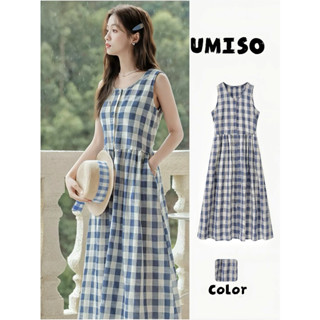 UMISO ชุดเดรสยาว เดรสแขนกุด เนื้อผ้าใส่สบาย  แฟชั่น มินิมอล …