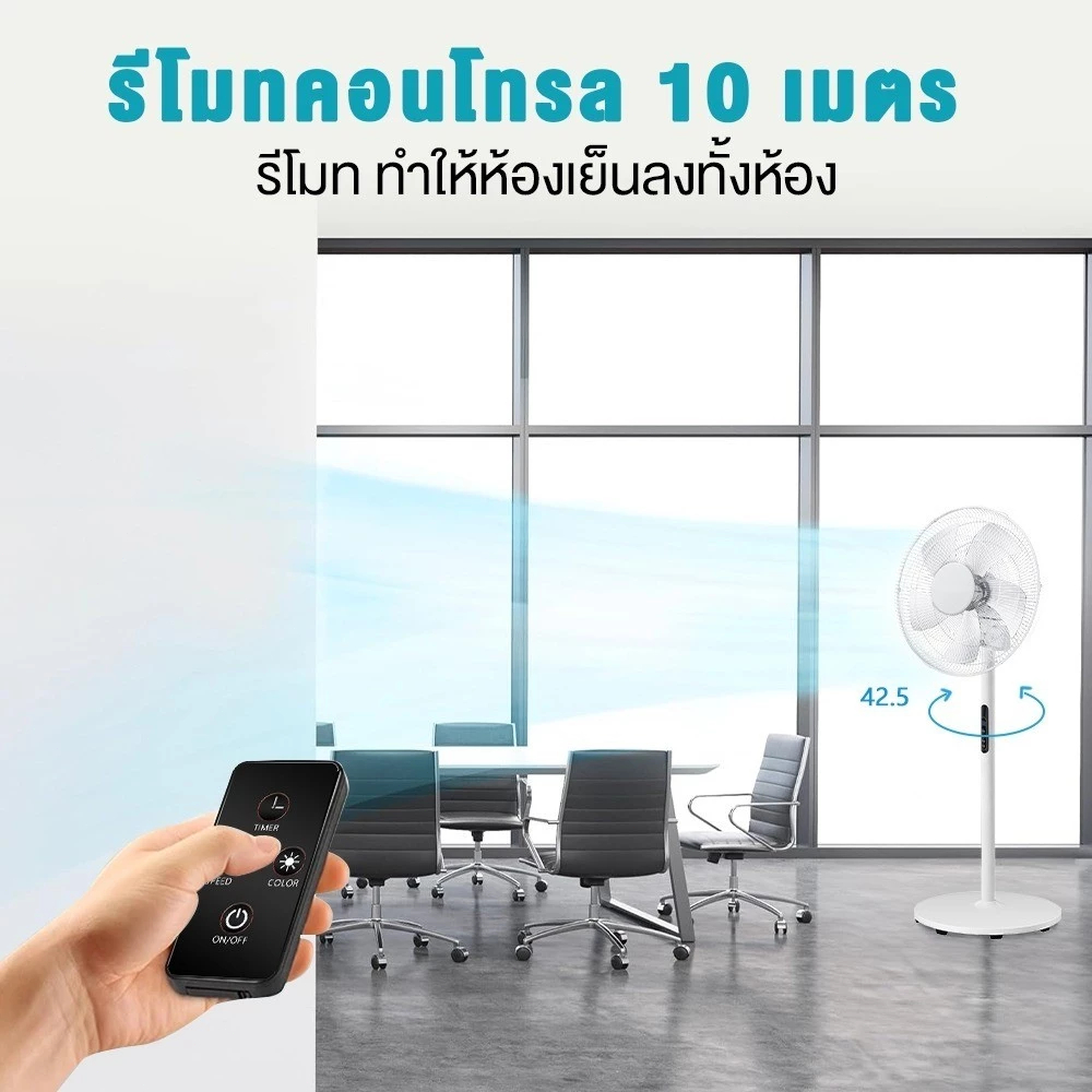 🔥ของแท้ 100%🔥พัดลมไฟฟ้า พัดลมไฟฟ้าเสียงเงียบ พร้อมรีโมท สำหรับใช้ในบ้าน 5 ใบพัด พัดลม 16 นิ้ว - รูปที่ 6