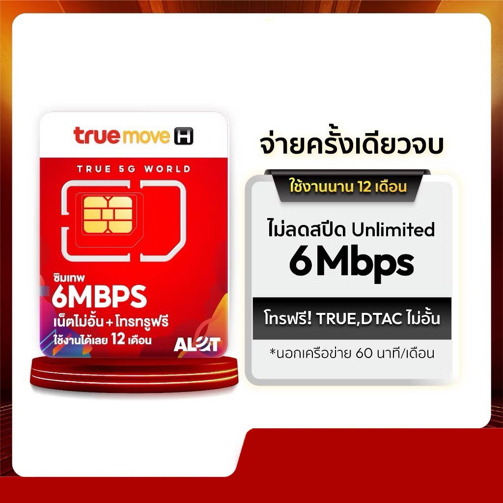 ซิมเทพ 6 Mbps ของแท้ ซิมเทพ 6mbps​ ไม่ลดสปีด​ ใช้ได้นาน1ปี โทรในเครือข่าย​ ซิมทรู​ ซิมเทพ​ simทรู 6m