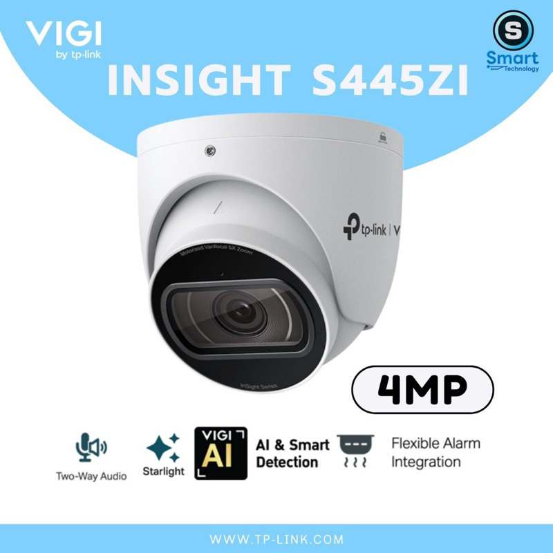 TP-LINK VIGI INSIGHT S445ZI 4MP IR MOTORIZED VARIFOCAL TURRET NETWORK CAMERA กล้องวงจรปิดภายใน