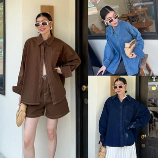 📌📌 พร้อมส่ง Oversize Denim Shirt #02 x2 เสื้อเชิ้ตยีนส์ฟอก เสื้อยีนส์ ไปเที่ยว ชิลๆ ไปต่างประเทศ