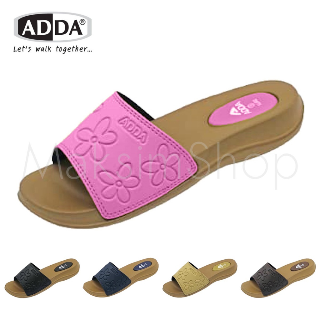 🔥ADDA 32J03 รองเท้าแตะลำลอง รองเท้าผู้หญิง ทรง ใส่สบาย พื้นนุ่ม ลายกุหลาบ ไซส์ 4-7 ดำ ครีม กรม ชมพู Maksim