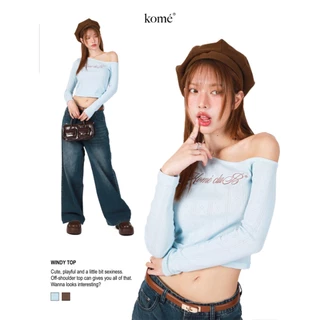 kome.offi (S-4XL) เสื้อไหล่ตก รุ่น windy top