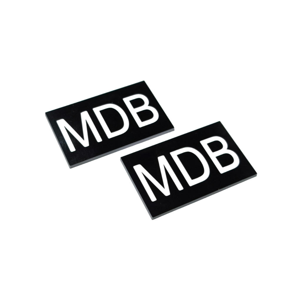 MDB ป้ายเนมเพลทติดหน้าตู้คอนโทรล ตู้ไฟฟ้า มีหลายขนาดให้เลือกและสามารถสั่งขนาดตามที่ต้องการได้