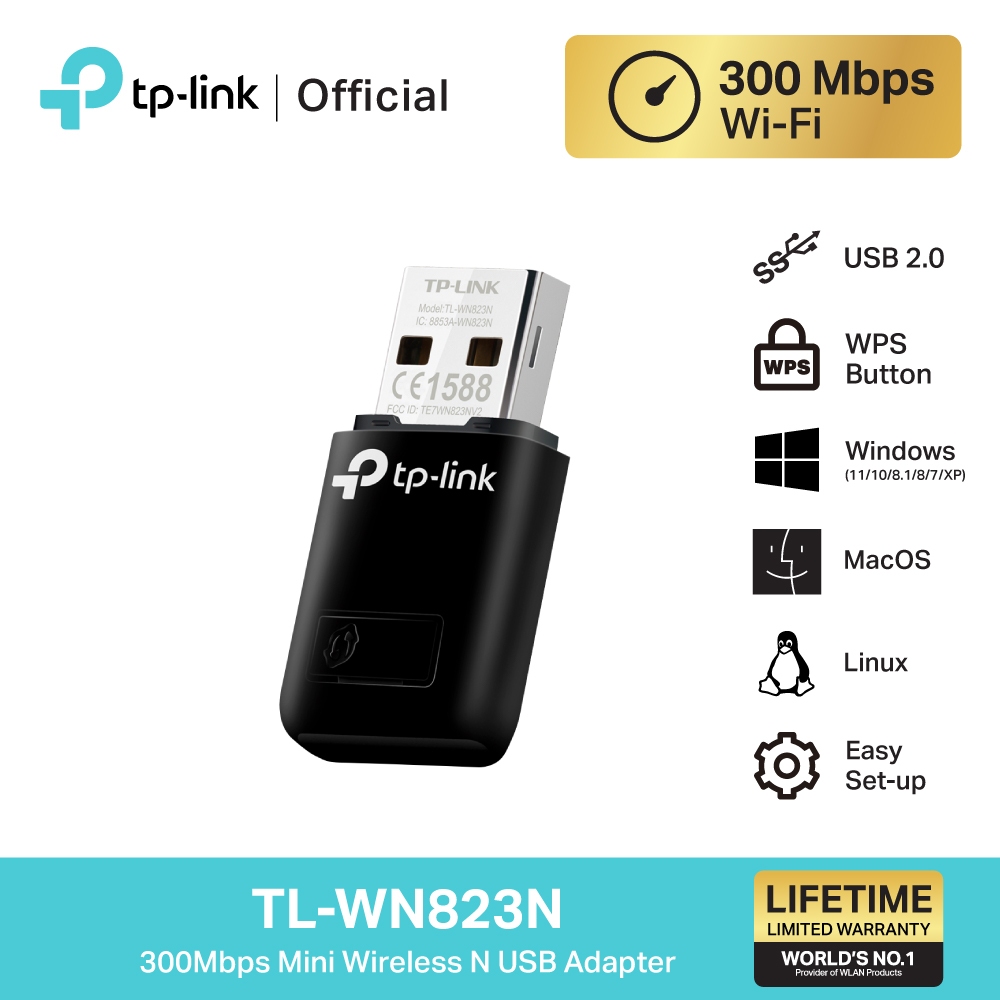 TP-Link TL-WN823N 300Mbps Mini Wireless N USB Adapter ตัวรับสัญญาณ WiFi ผ่านคอมพิวเตอร์หรือโน๊ตบุ๊ค
