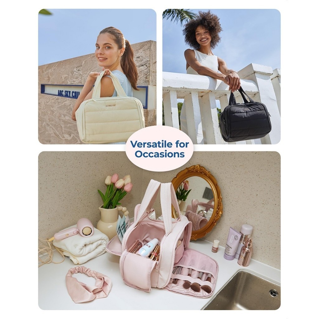 BAGSMART กระเป๋าเครื่องสำอาง 4 ทางเปิด - ออกแบบเปิดหาของง่าย กันน้ำ พกพาเดินทาง