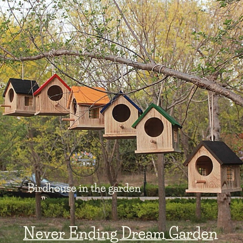 Birdhouse in the garden บ้านนกในสวน กันแดดกันฝน ทำจากวัสดุธรรมชาติ