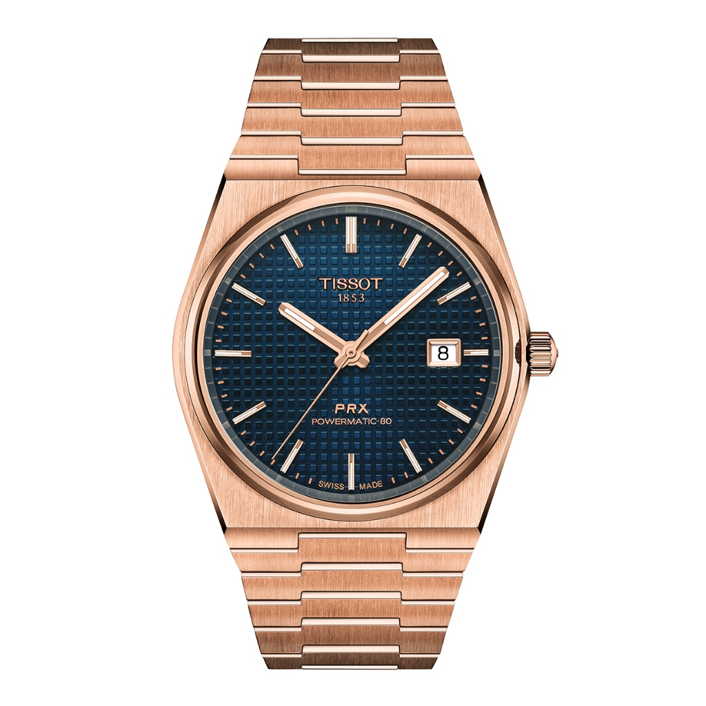 Tissot PRX Powermatic 80 ทิสโซต์ พีอาร์เอ็กซ์ พาวเวอร์เมติก80  สีน้ำเงิน โรสโกลด์ T1374073304100  นาฬิกาผู้ชาย