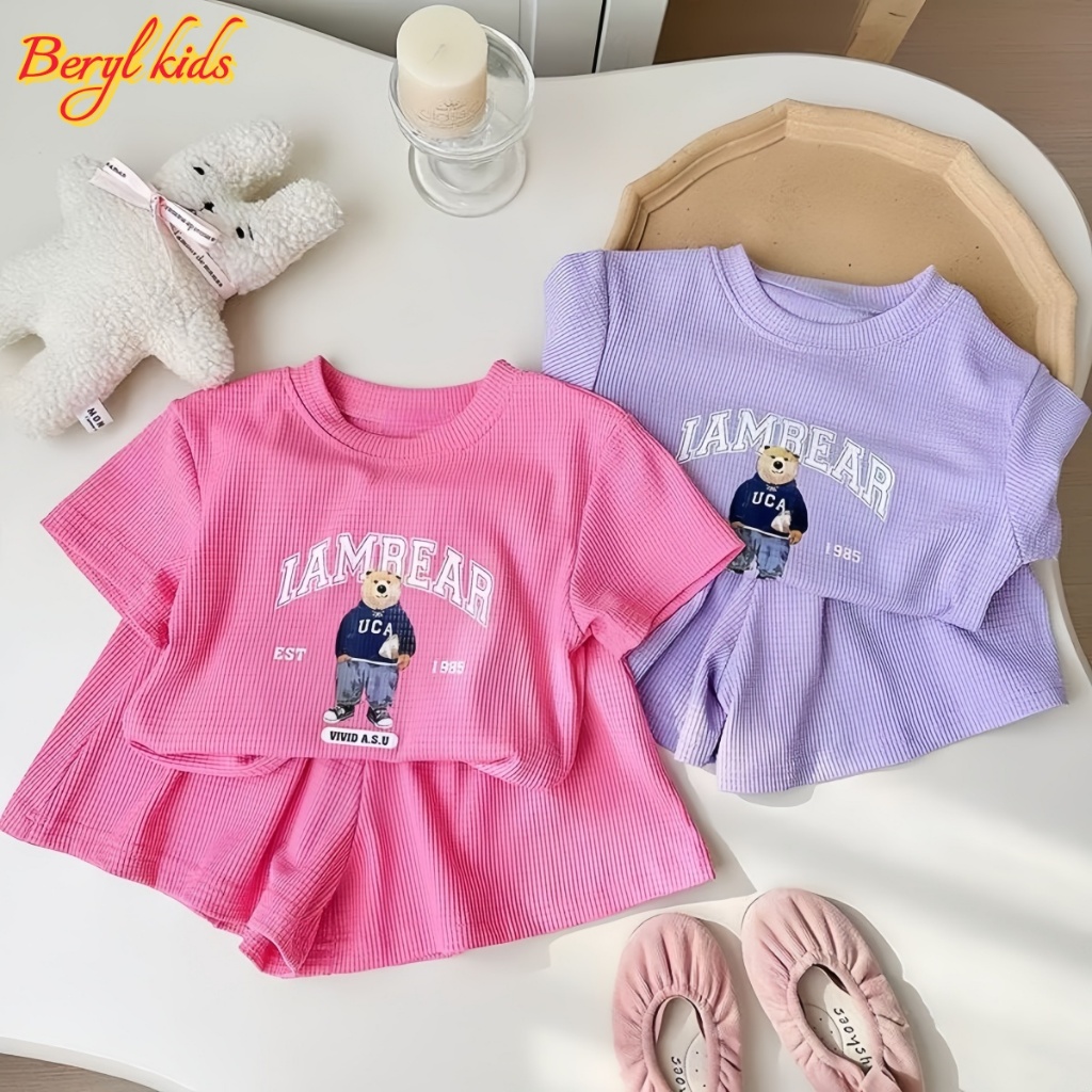 Beryl kids🌸ชุดเซ็ทเด็กน่ารัก🎀ชุดแขนสั้นเด็กแฟชั่นฤดูร้อน ลายการ์ตูน ลำลองบางๆ สะดวกสบาย สำหรับเด็กชายและเด็กหญิง