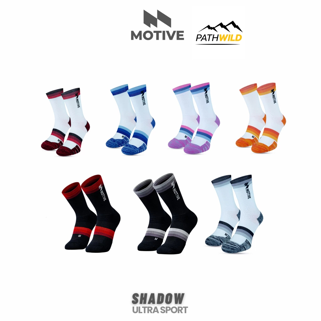 MOTIVE SOCK ULTRA SPORT SHADOW CREW ถุงเท้ากีฬา ระดับหน้าแข้ง กระชับ เหมาะสำหรับใส่วิ่งทั้งระยะสั้น และไกล