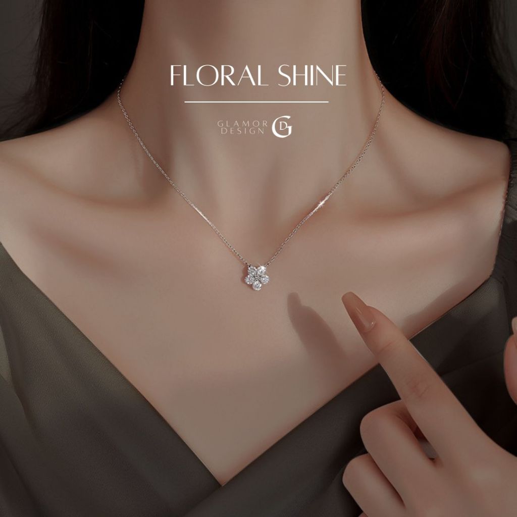 GLAMOR✨สร้อยเงิน Floral Shine จี้เงินแท้ สร้อยคอดอกไม้ สร้อยคอเงินแท้925 สร้อยคอแฟชั่น สร้อยเพชร