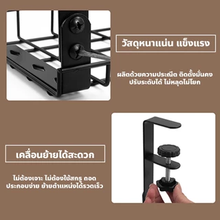 chishop ตะกร้าแขวน ติดดั้งง่าย ชั้นวางของใต้โต๊ะ สีดำ สามารถเก็บซ็อกเก็ต สายไฟ เราเตอร์