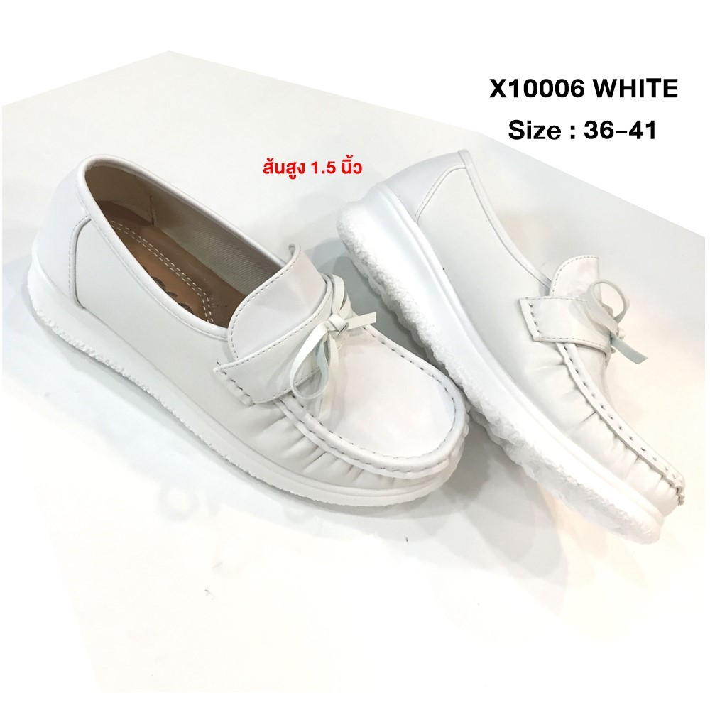 prettycomfort รองเท้าเพื่อสุขภาพ พยาบาล วัสดุหนังพียูคุณภาพใกล้เคียงหนังแท้ X10006 เล็กกว่าปกติ1ไซส์