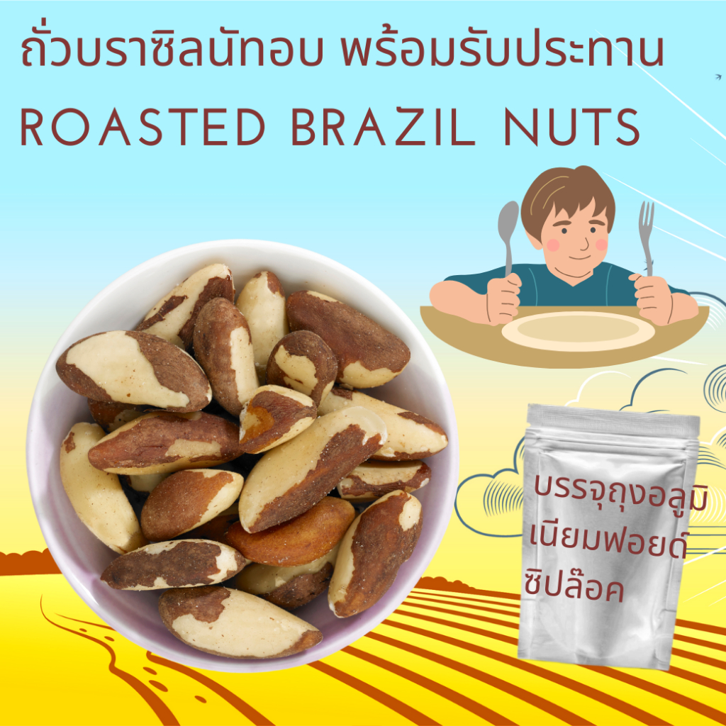 บราซิลนัทอบ  Roasted Brazil Nuts Ready to Eat พร้อมรับประทาน