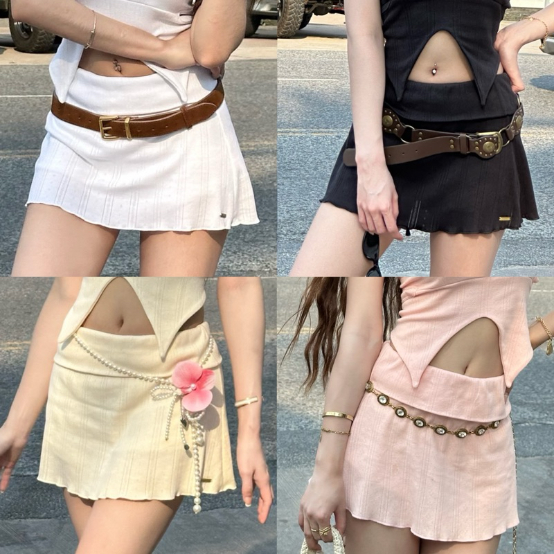 Mira mini skirt🌴🐚🐰 (SR17) กระโปรงสั้นพับขอบ siristylebkk (เฉพาะกระโปรง)