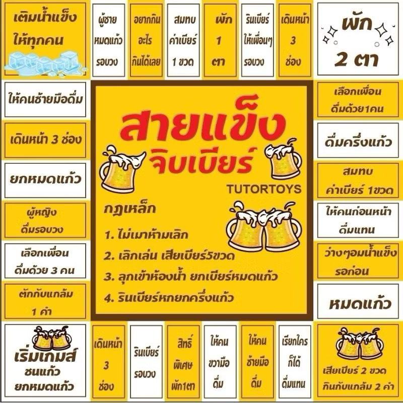เกมส์เศรษฐีวงเหล้าสายเเข็งจิบเบียร์ NO1 (เหลือง) C