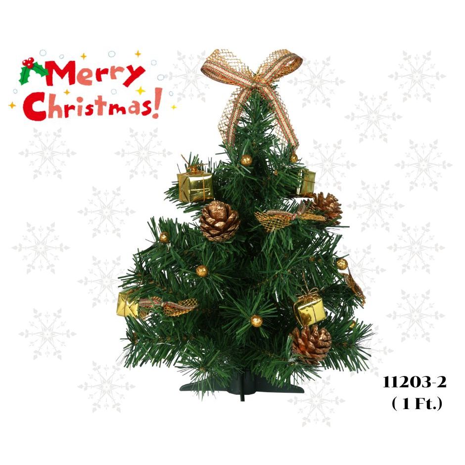 ต้นสนคริสต์มาส ประดับตกแต่งเทศกาลคริสต์ ขนาด 1 ft. พร้อมประดับ (11203-2)