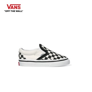 VANS CLASSIC SLIP-ON - BLK WHTCHCKERBOARD/WHITE รองเท้าสำหรั…