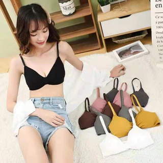 PrettyLady Shop（807）เสื้อใน บรา แบบโบว์ ผ้าร่อง หนา สวมใสสบาย Free size
