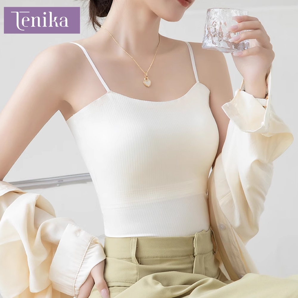 TENIKA  เสื้อกล้ามสายสะพายไหล่ปรับได้ TANK TOP  Ice Silk  with บราในตัว  5 สี สําหรับผู้หญิง VES-005