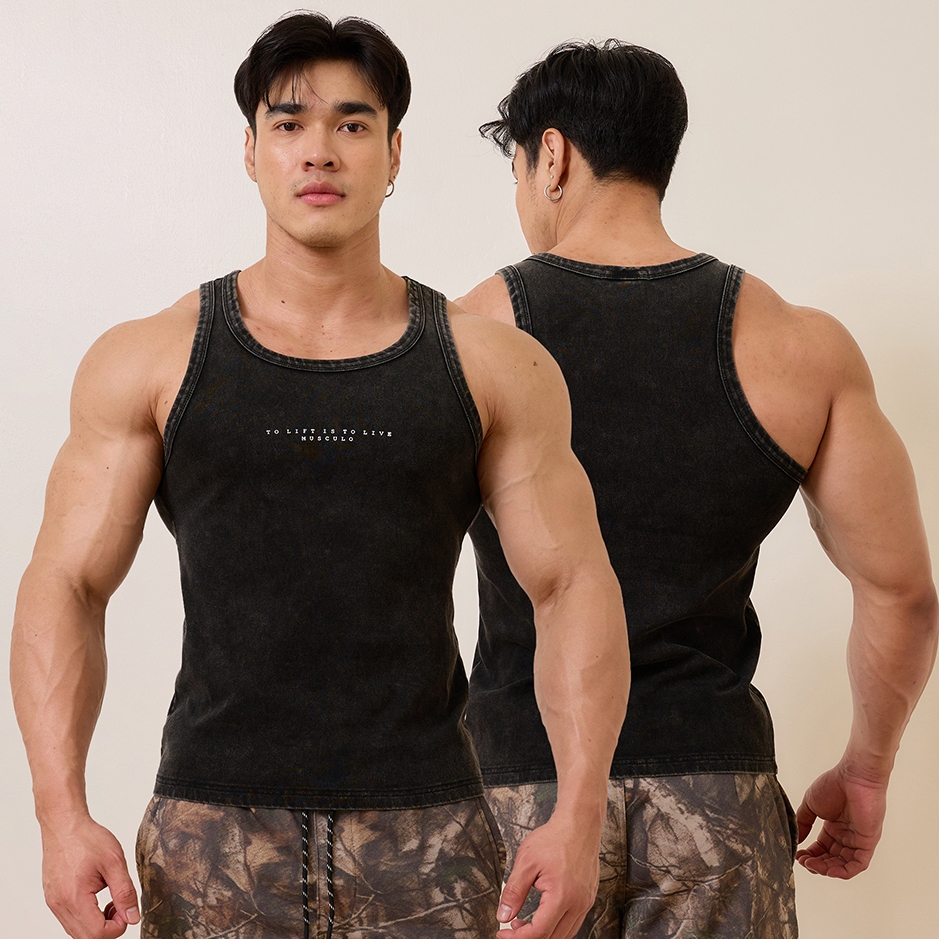 Musculo Ribbed tank XD2025 เสื้อกล้ามทรงสลิมฟิตฟอกวินเทจ