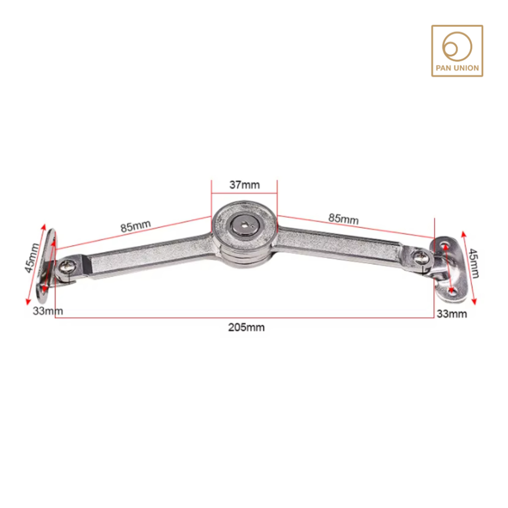 KAZA บานพับข้อศอก สำหรับบานเปิดขึ้น-ลง สีนิกเกิ้ล อุปกรณ์ฮาร์ดแวร์ แพนยูเนี่ยน (Pan Union) - รูปที่ 4