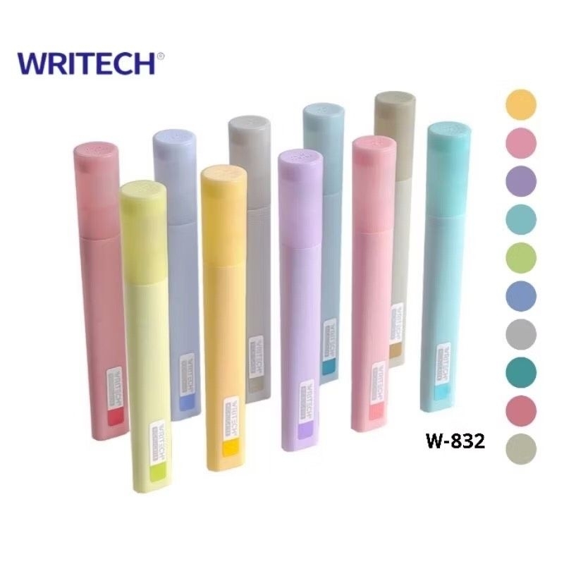 Writech ปากกาเน้นข้อความ Highlighter รุ่น W-832 ปากกาไฮไลท์ โทนสีพาสเทล ขนาดเส้น 1-4mm หัวปากกานุ่ม