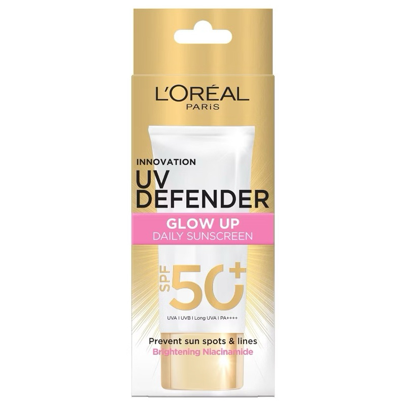 L'OREAL - Paris UV Defender Bright & Clear (Pink) 50 ml.ครีมกันแดดลอรีอัล Loreal Glow up Loreal ครีม