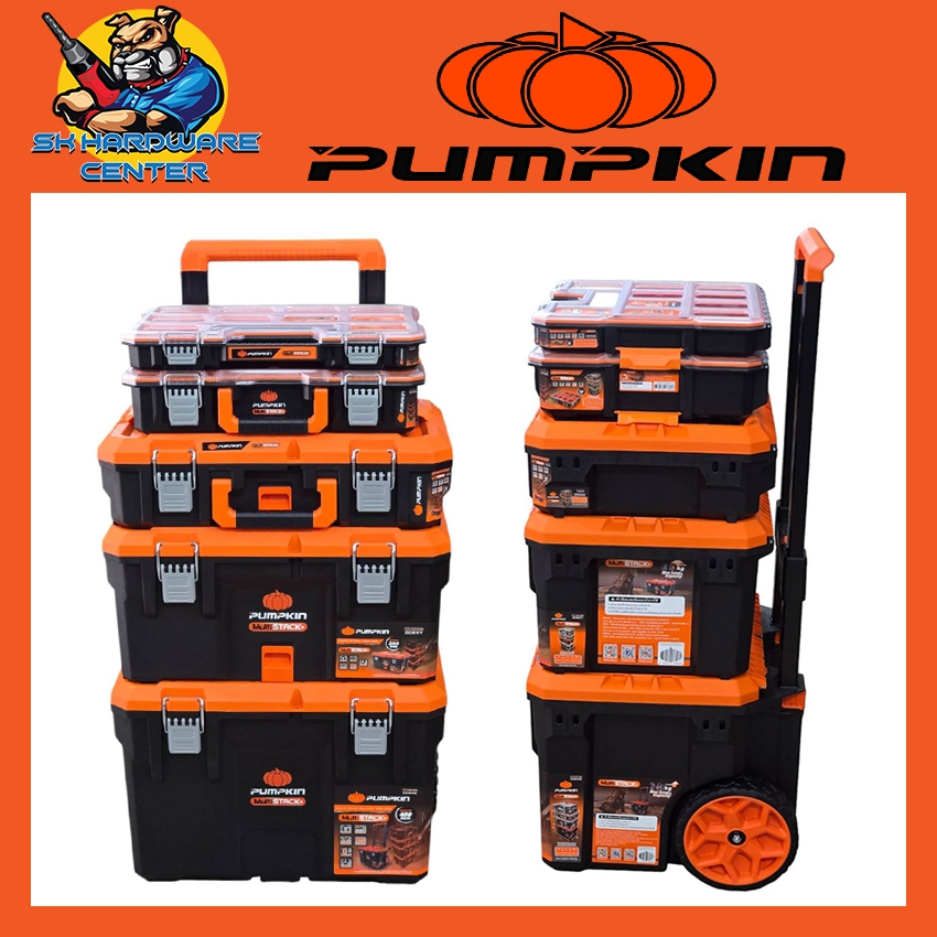 ชุดกล่องเครื่องมืออเนกประสงค์ 5ตัว/ชุด พร้อมล้อและด้ามเข็น ยี่ห้อ PUMPKIN รุ่น 20908 / PTT-MST5