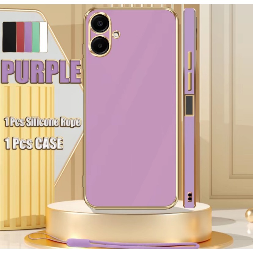 เคสโทรศัพท์ สำหรับ Samsung A06 4G 5G A07 A05 A04 A03 เคสนิ่ม ขอบทอง ขอบเงา สีสวย พาสเทล ชุบทองสไตล์ น่ารัก