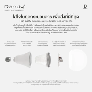 🎁กดสั่งซื้อ10ชิ้นได้รับของแถม5ชิ้น🎁Randy มอก.หลอดไฟLED Bulb5W9W15W18W24W หลอดไฟแอลอีดี ขั้วE27 ไฟ led LAMP แอลอีดีหลอดปร