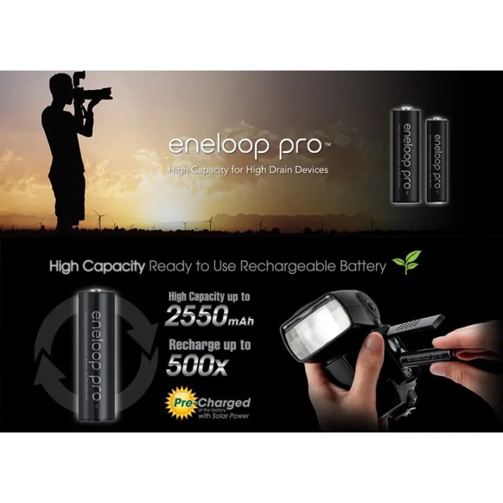 Panasonic Eneloop Pro ถ่านชาร์จ AAA / AA แบตเตอรี่ 1.2V Ni-MH ถ่านชาร์จ（1 แพ็ค 4 ก้อน）
