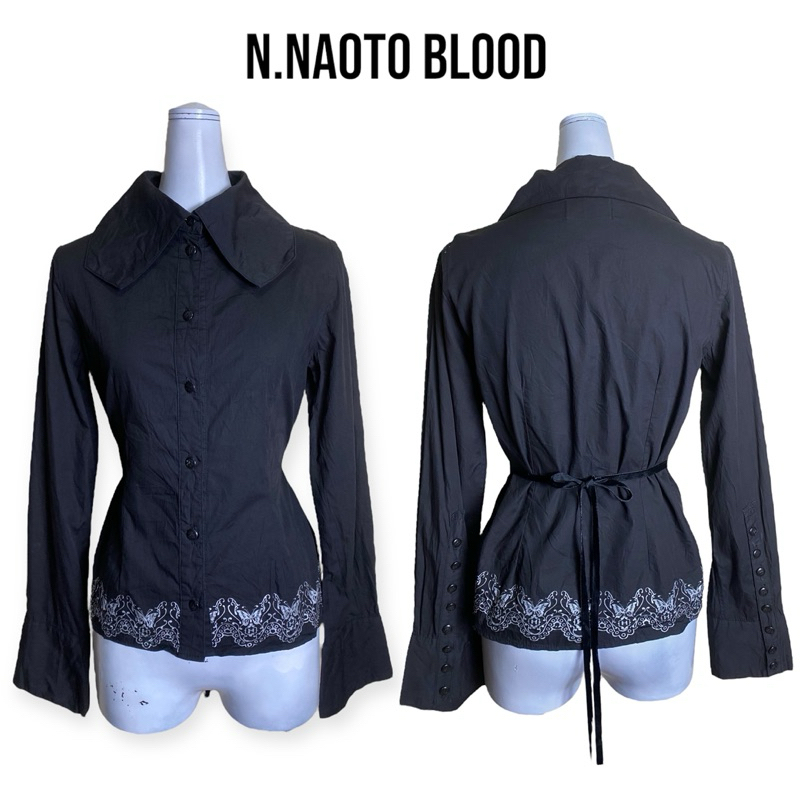 H.Naoto Blood เสื้อเชิ้ตแขนยาวสีดำ