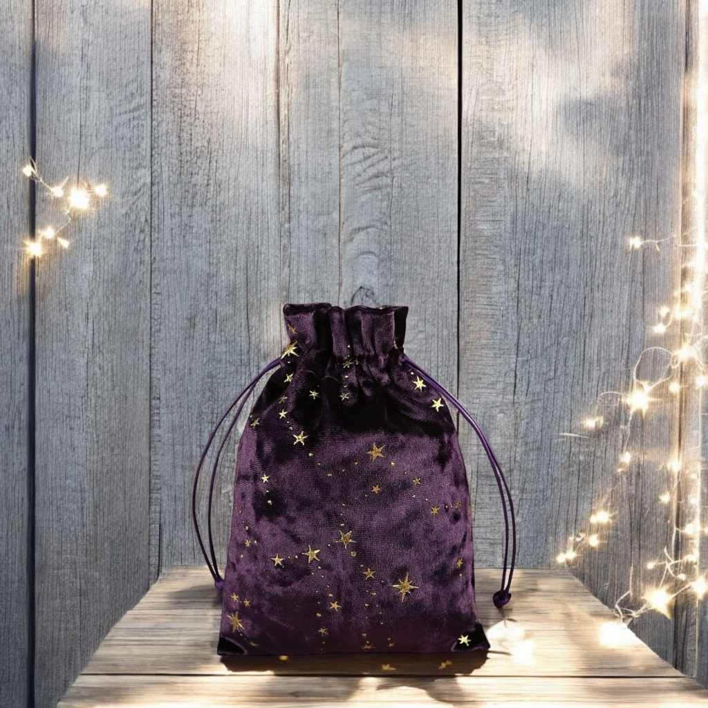 Purple Velvet Tarot Bag GALAXY ที่ใส่ไพ่ทาโรต์ ลายกาแล็กซี ถุงเก็บไพ่ยิปซี ผ้ากำมะหยี่ Tarot Pouch Cloth Pocket