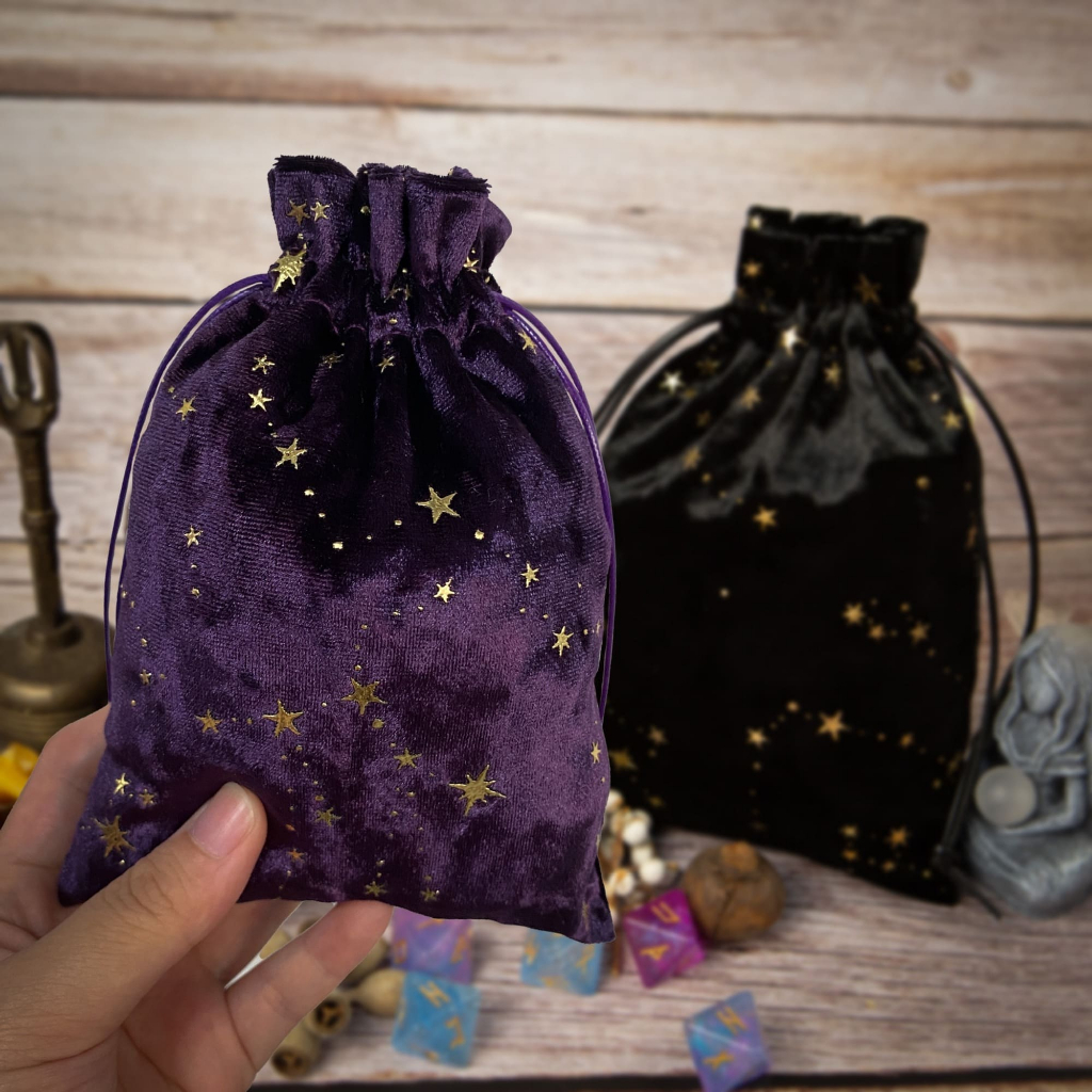 Purple Velvet Tarot Bag GALAXY ที่ใส่ไพ่ทาโรต์ ลายกาแล็กซี ถุงเก็บไพ่ยิปซี ผ้ากำมะหยี่ Tarot Pouch Cloth Pocket