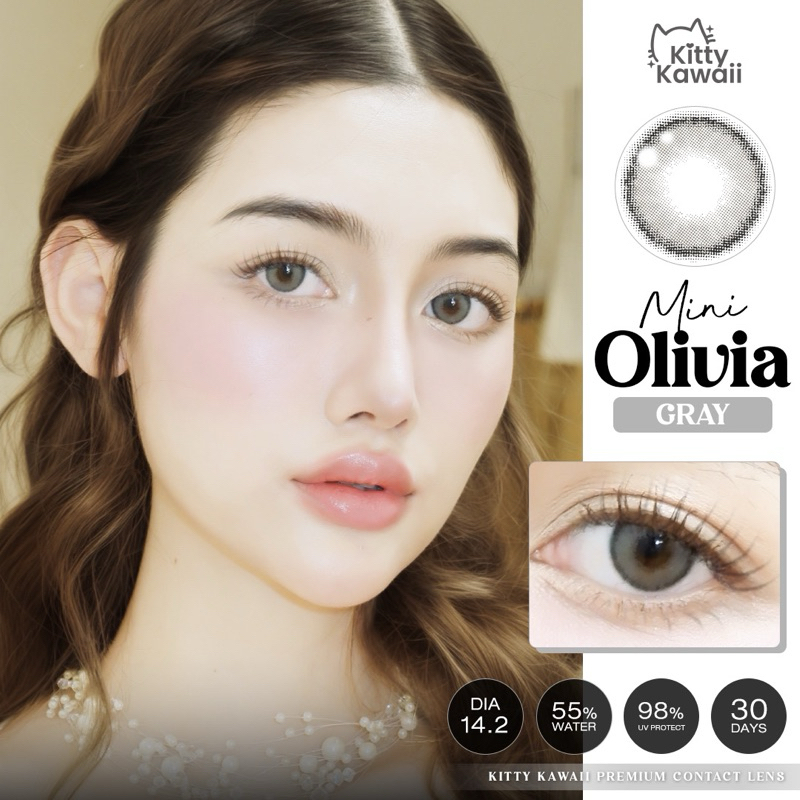 คอนแทคเลนส์ Mini Olivia (Kitty Kawaii)🌷Brown / Light Brown / Green /Gray ขนาดมินิ🔥ลายฮิต ขายดีมาก