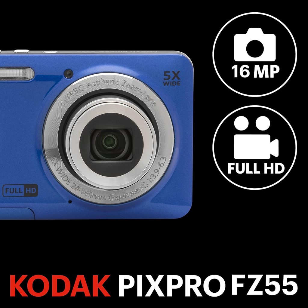 Kodak PIXPRO FZ55 กล้องดิจิตอลพกพา 16MP ถ่ายวิดีโอ Full HD | ซูม 5X | มุมกว้าง 28mm | ของแท้
