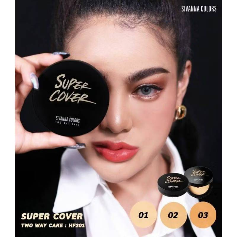 HF 201ซีเวนน่า แป้งผสมรองพื้น Sivanna Super Cover Two Way Cake Powder(1pcs)