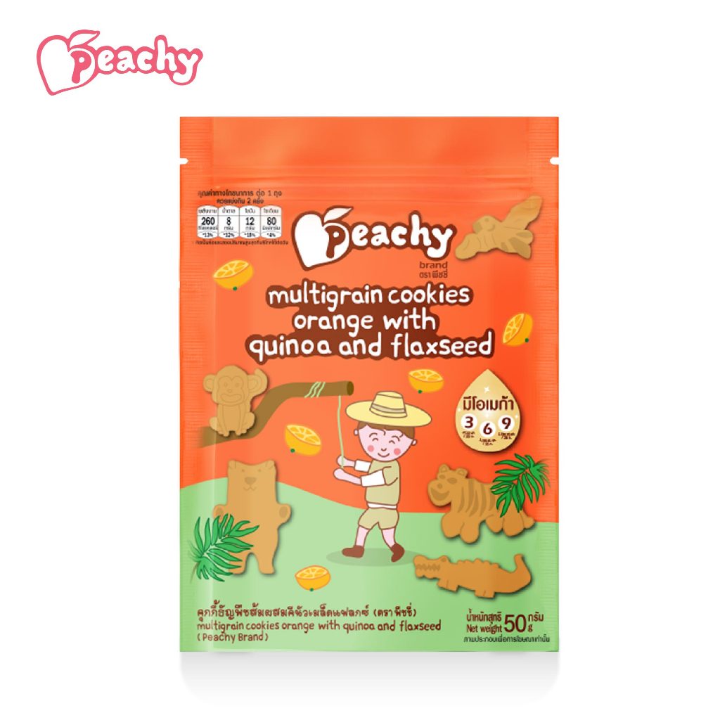 Peachy ขนมคุกกี้ธัญพืชส้มผสมคีนัวเมล็ดแฟลกซ์ 1 ถุง (R27)