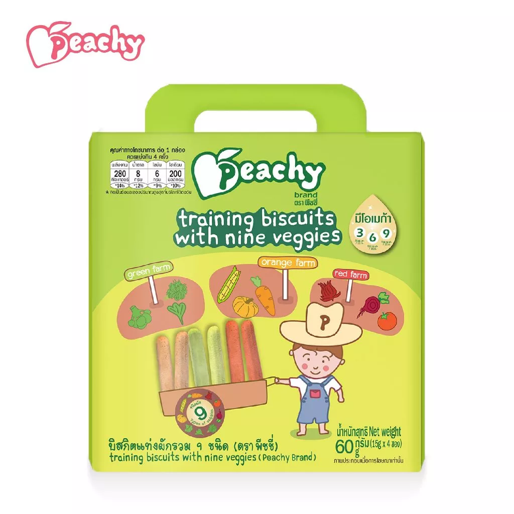 Peachy ขนมบิสกิตแท่งผักรวม 9 ชนิด 1 กล่อง (R26)