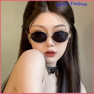 แว่นกันแดดทรงรีใหม่ แว่นกันแดดสไตล์ยุโรปและอเมริกา แว่นกันแดดสไตล์ย้อนยุคแบบโลหะ แว่นกันแดดสไตล์ยุโรปและอเมริกา