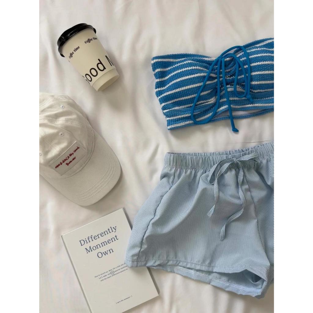 ชุดว่ายน้ำ bikini บิกินี่ ทูพีช ลายทาง ผูกคอ ว่ายน้ําผู้หญิง มีฟองน้ำ beach#0487 - รูปที่ 3